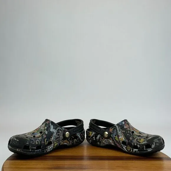 Womens Crocs Classic‎ Black Hogwarts Harry Potter Sandals Clogs Shoes Size 8 M