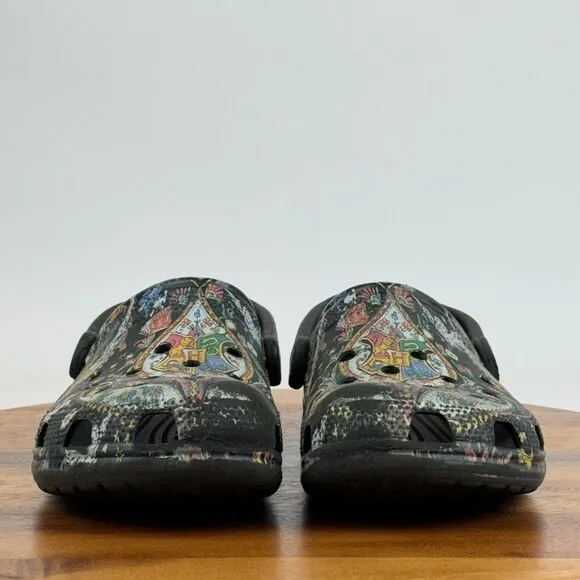 Womens Crocs Classic‎ Black Hogwarts Harry Potter Sandals Clogs Shoes Size 8 M