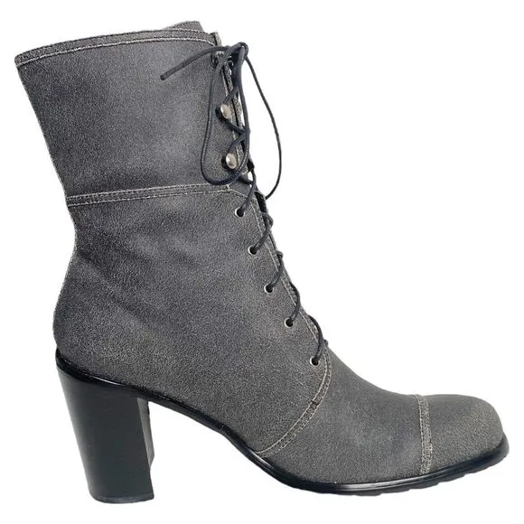 Womens Guess By Marciano Benicio Lace-Up Leather Boots Gray Size 9M - NEW IN BOX