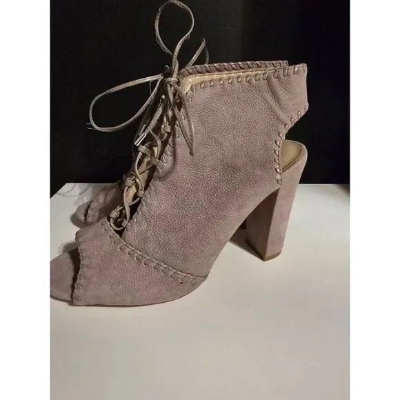 Womens Heels Enzo Angiolini Open Toe Boot Dress Shoes Beige, Size 9