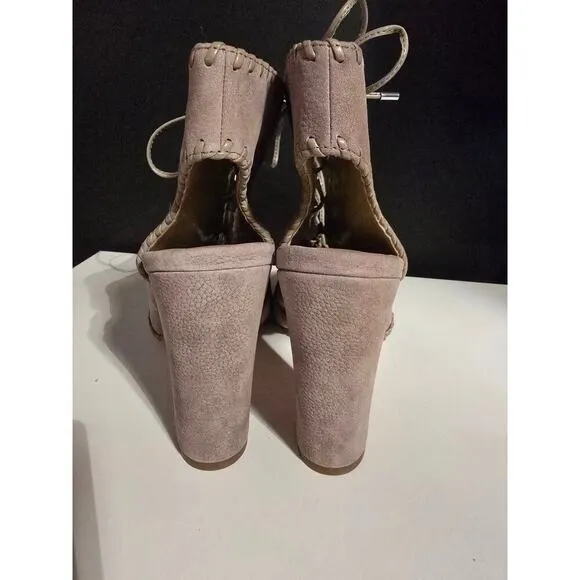 Womens Heels Enzo Angiolini Open Toe Boot Dress Shoes Beige, Size 9