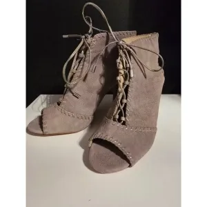 Womens Heels Enzo Angiolini Open Toe Boot Dress Shoes Beige, Size 9
