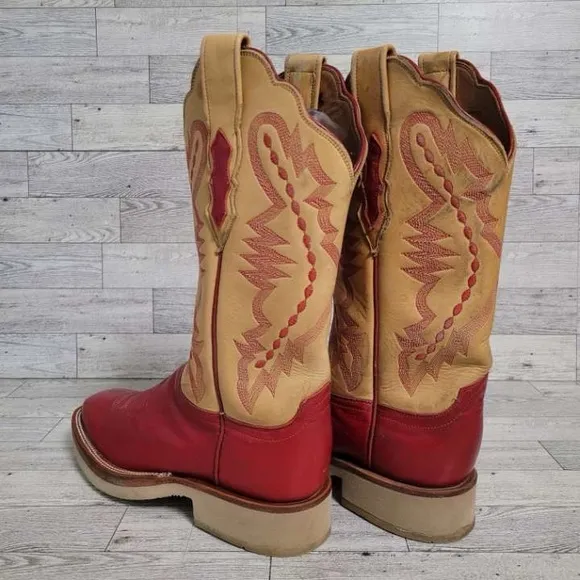 Women's Lucchese 2000 Crepe Western Pink Leather Square Toe Cowboy Boots Size 7