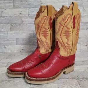Women's Lucchese 2000 Crepe Western Pink Leather Square Toe Cowboy Boots Size 7
