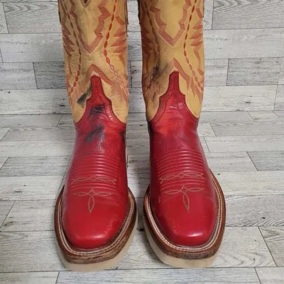 Women's Lucchese 2000 Crepe Western Pink Leather Square Toe Cowboy Boots Size 7