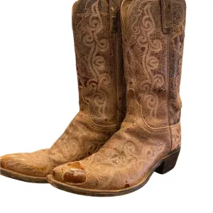 Women’s Lucchese, embroidered light brown/tan cowboy boots size9. 2” heel