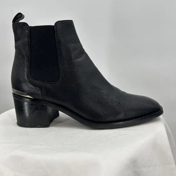 Women's Ma&amp;Lo Leather Ankle Boots Black Shoes 39/8.5