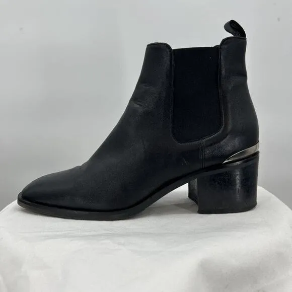 Women's Ma&amp;Lo Leather Ankle Boots Black Shoes 39/8.5