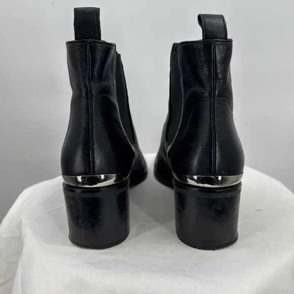 Women's Ma&amp;Lo Leather Ankle Boots Black Shoes 39/8.5