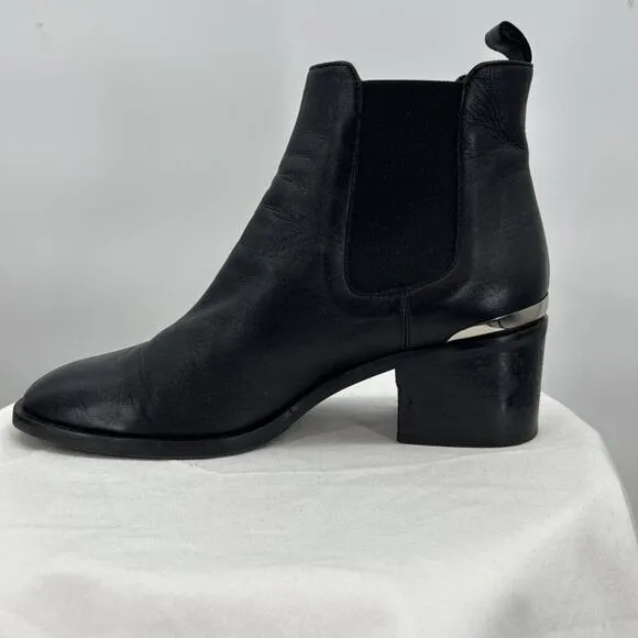 Women's Ma&amp;Lo Leather Ankle Boots Black Shoes 39/8.5