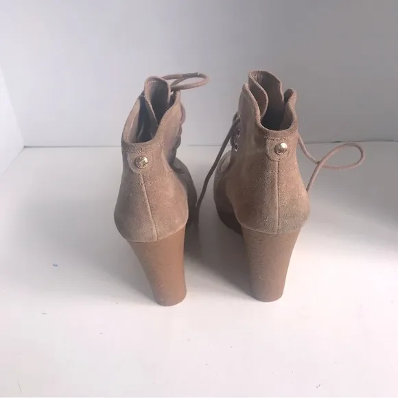 Womens MICHAEL Michael Kors Rory Suede Wedge Lace-Up Moc Toe Boots Size 10