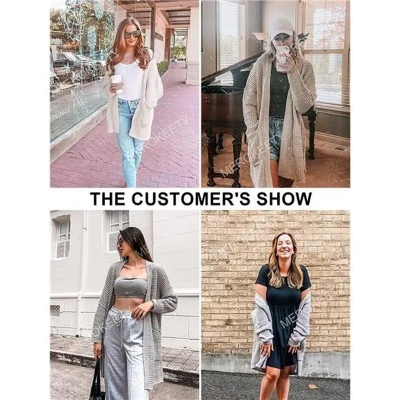WOMEN'S Oversized Long Batwing Sleeve Cardigan Waffle Knit Sweater Coat