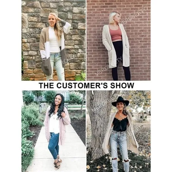 WOMEN'S Oversized Long Batwing Sleeve Cardigan Waffle Knit Sweater Coat