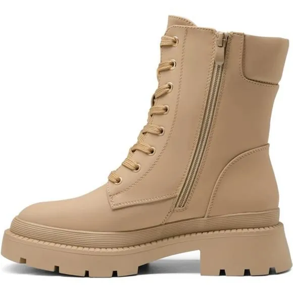 Women's Platform Chelsea Combat Boots Lace Up Lug Sole Ankle Booties Shoes