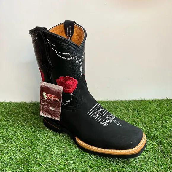 WOMEN'S WESTERN RODEO COWGIRL BOOTS GENUINE LEATHER BOTA DAMA VAQUERA BLACK 706
