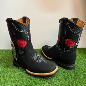 WOMEN'S WESTERN RODEO COWGIRL BOOTS GENUINE LEATHER BOTA DAMA VAQUERA BLACK 706