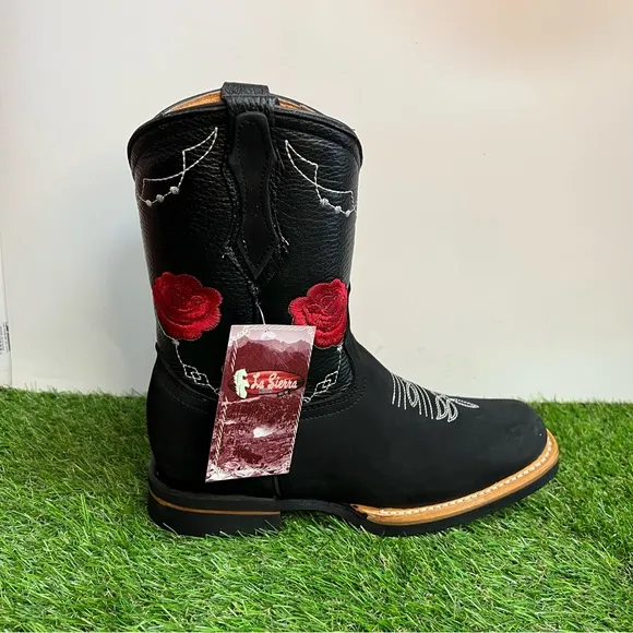 WOMEN'S WESTERN RODEO COWGIRL BOOTS GENUINE LEATHER BOTA DAMA VAQUERA BLACK 706