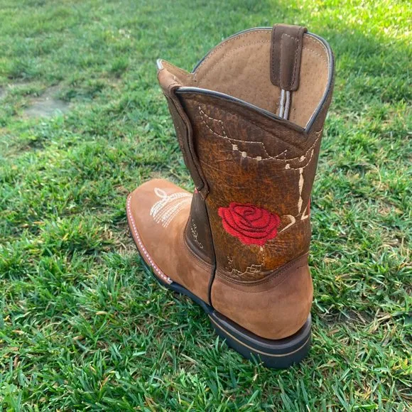 WOMEN'S WESTERN RODEO COWGIRL BOOTS GENUINE LEATHER TAN BOTA DAMA VAQUERA 706