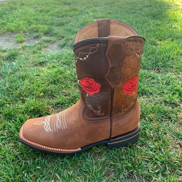 WOMEN'S WESTERN RODEO COWGIRL BOOTS GENUINE LEATHER TAN BOTA DAMA VAQUERA 706
