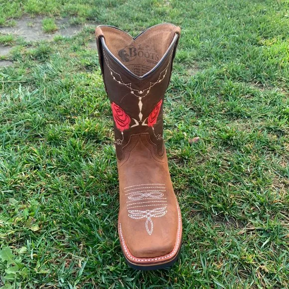 WOMEN'S WESTERN RODEO COWGIRL BOOTS GENUINE LEATHER TAN BOTA DAMA VAQUERA 706