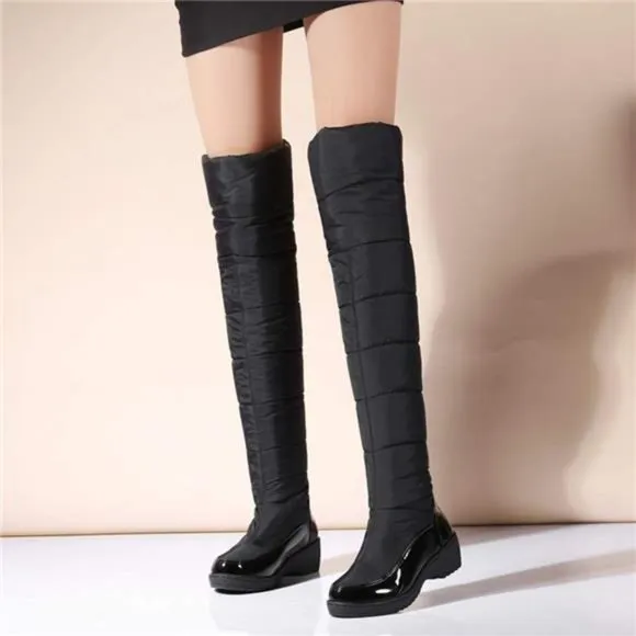 Women's Winter Over The Knee Thigh High Snow Boots Fur Lined Wide Calf B…