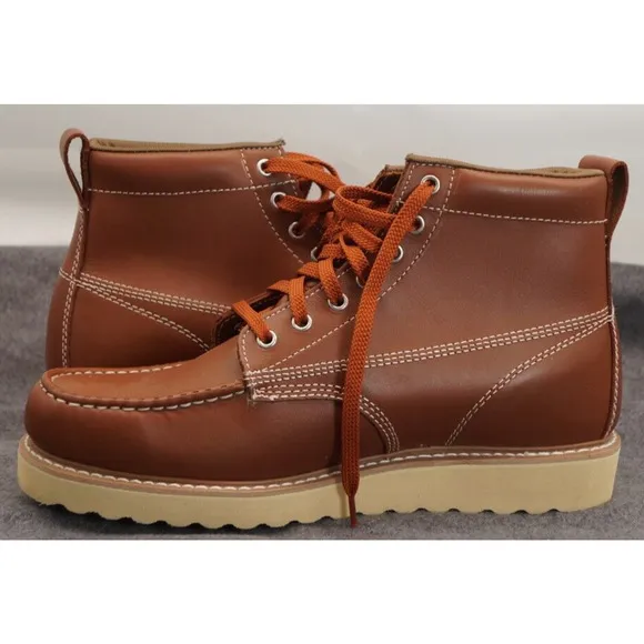 Work America Mens Brown Leather Ankle Work Boots Shoes 11 Medium (D) BHFO 6150