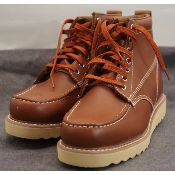 Work America Mens Brown Leather Ankle Work Boots Shoes 11 Medium (D) BHFO 6150