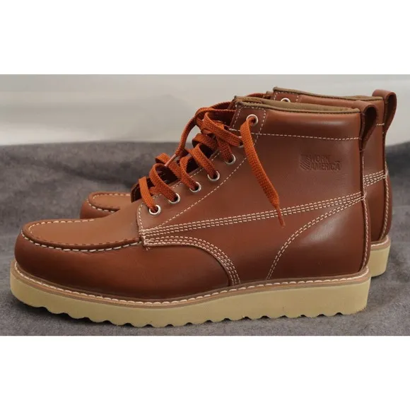 Work America Mens Brown Leather Ankle Work Boots Shoes 11 Medium (D) BHFO 6150