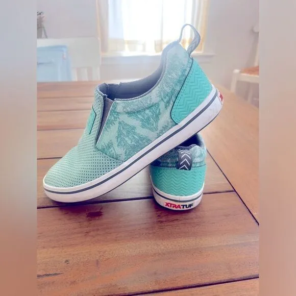 XTRATUF Salmon Sisters Mint Green Slip-On Sneakers; Size W8