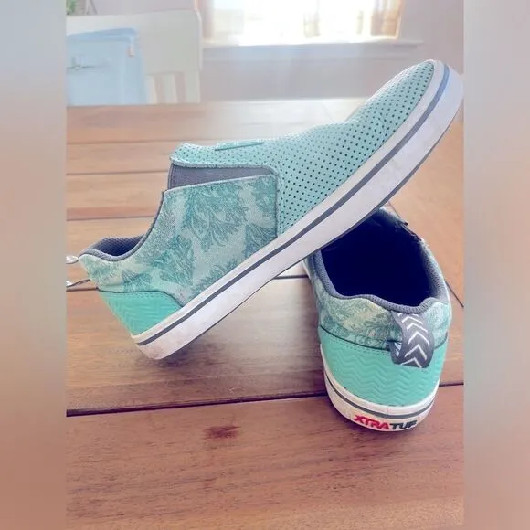 XTRATUF Salmon Sisters Mint Green Slip-On Sneakers; Size W8