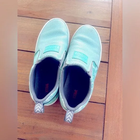 XTRATUF Salmon Sisters Mint Green Slip-On Sneakers; Size W8
