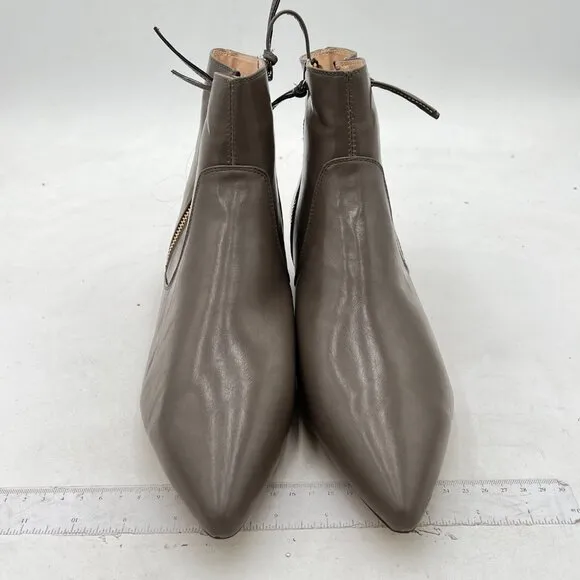 XYD Grey Pointed Toe Ankle Boots Low Heel Double Side Zippers Dress Shoes