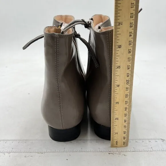 XYD Grey Pointed Toe Ankle Boots Low Heel Double Side Zippers Dress Shoes