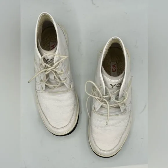Y-3 YOHJI YAMAMOTO x ADIDAS High Top White Leather Sneakers Men's Size 7