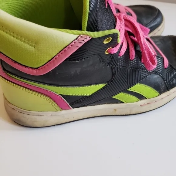 Y2K Reebok Neon High Top Sneakers Black Pink Green
