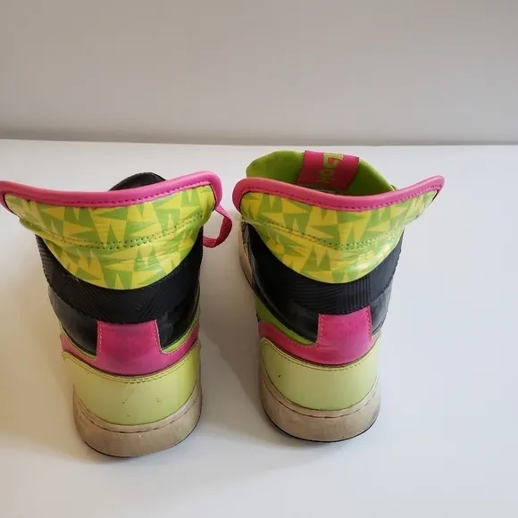 Y2K Reebok Neon High Top Sneakers Black Pink Green