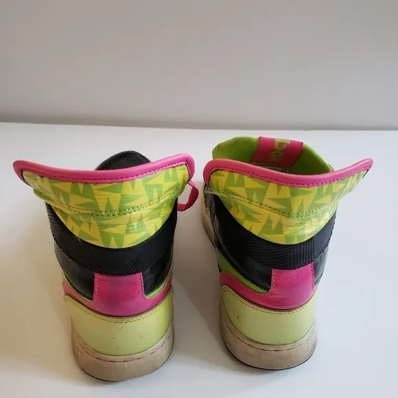 Y2K Reebok Neon High Top Sneakers Black Pink Green