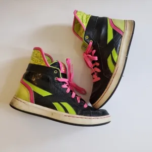 Y2K Reebok Neon High Top Sneakers Black Pink Green