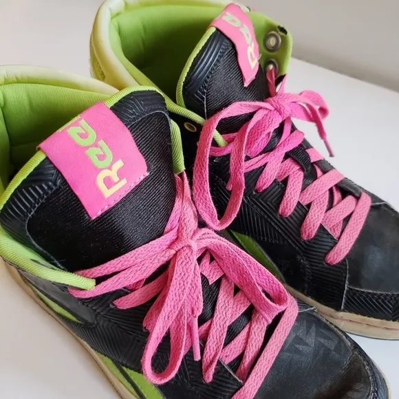 Y2K Reebok Neon High Top Sneakers Black Pink Green
