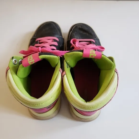 Y2K Reebok Neon High Top Sneakers Black Pink Green