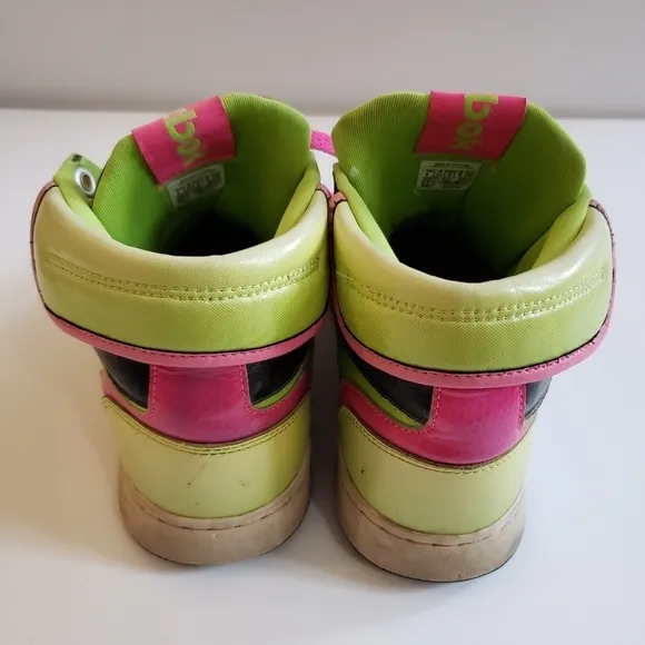 Y2K Reebok Neon High Top Sneakers Black Pink Green