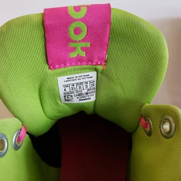 Y2K Reebok Neon High Top Sneakers Black Pink Green
