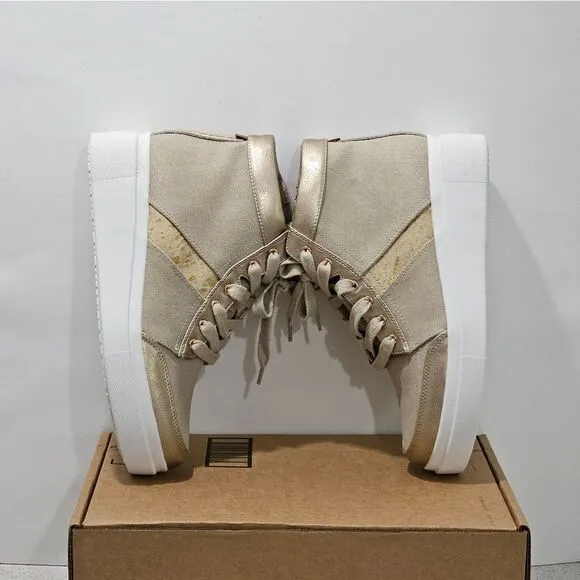 👟Yellowbox, high-top sneakers with lots of detail. Size 8.5