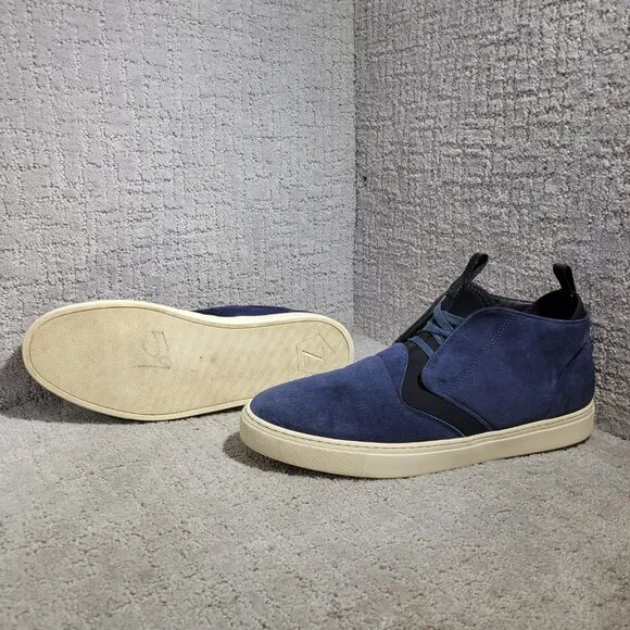 Z Zegna The California Men's Size 12 US Navy Blue Suede High-Top Chukka Sneakers