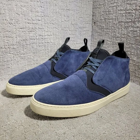 Z Zegna The California Men's Size 12 US Navy Blue Suede High-Top Chukka Sneakers