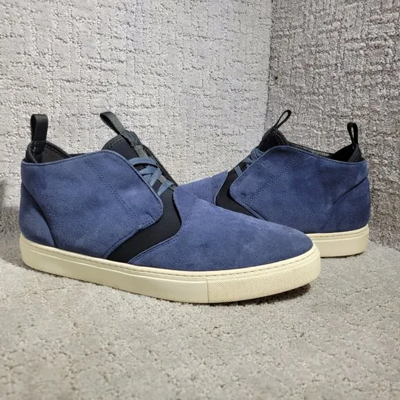 Z Zegna The California Men's Size 12 US Navy Blue Suede High-Top Chukka Sneakers