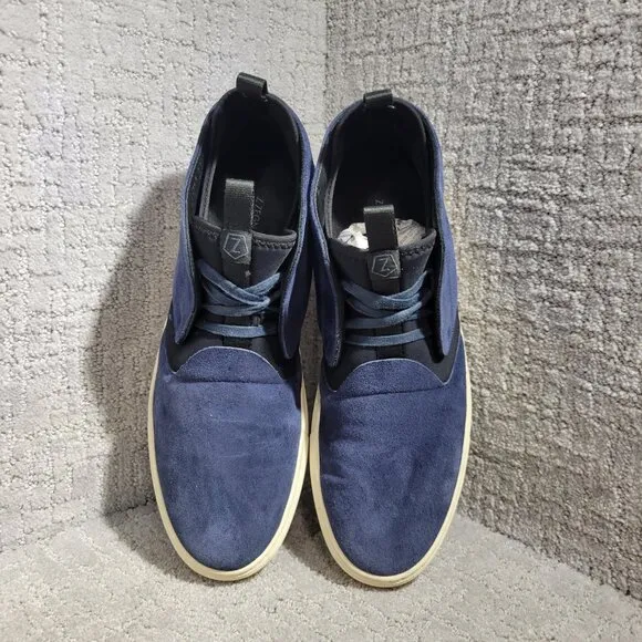 Z Zegna The California Men's Size 12 US Navy Blue Suede High-Top Chukka Sneakers