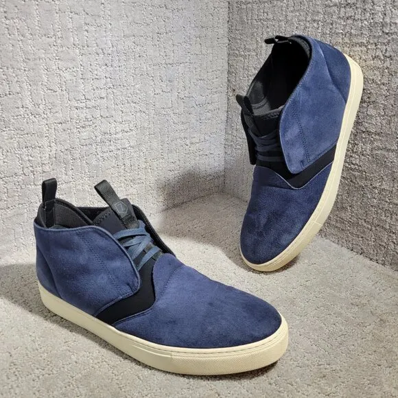 Z Zegna The California Men's Size 12 US Navy Blue Suede High-Top Chukka Sneakers