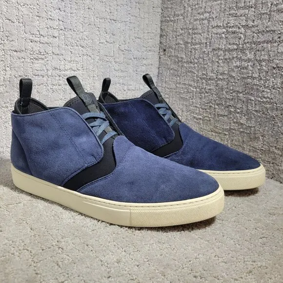 Z Zegna The California Men's Size 12 US Navy Blue Suede High-Top Chukka Sneakers
