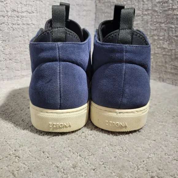 Z Zegna The California Men's Size 12 US Navy Blue Suede High-Top Chukka Sneakers